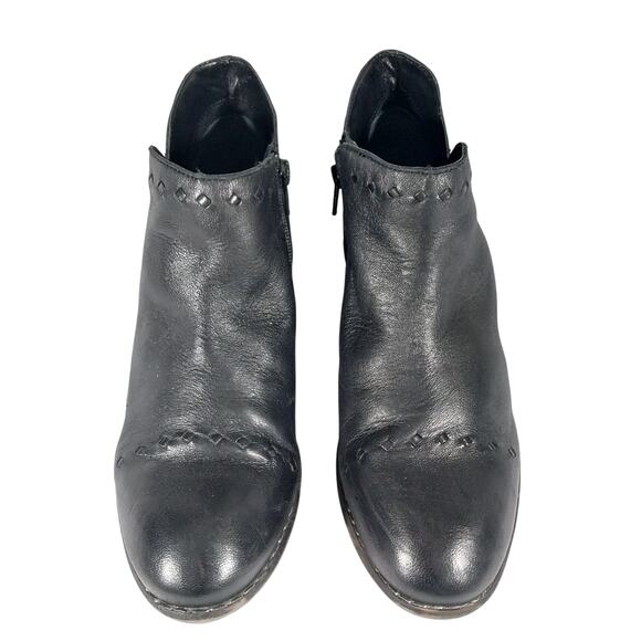 SKECHERS! BLACK GENUINE LEATHER "RIBBON THREADED" MEMORY FOAM BOOTS! SZ 8.5M - Picture 4 of 10